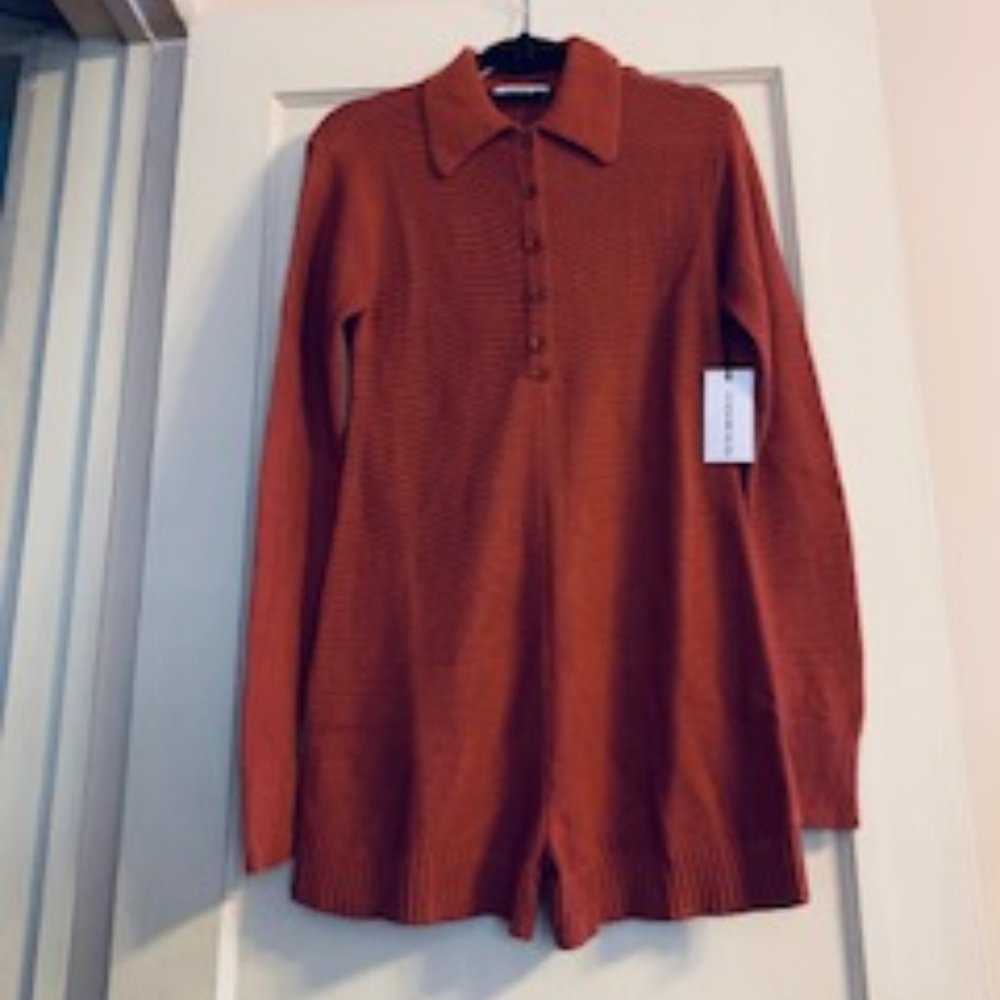 WeWoreWhat Half Button Boxy Knit Sweater Romper